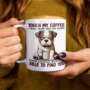 11oz White Ceramic Coffee Mug With Dog Pattern