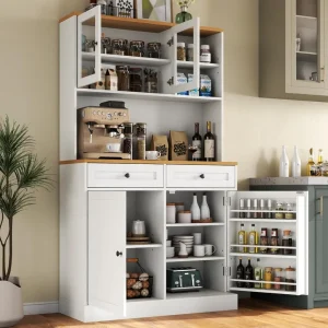 Modern Kitchen Hutch with Microwave Stand