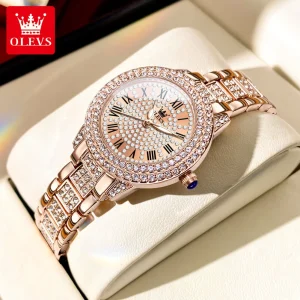 OLEVS 9943 Ladies Diamond Luxury Quartz Watch, Elegant, Stainless steel,  Waterproof