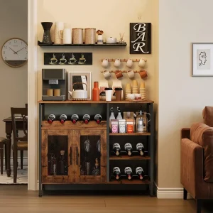 Wine Bar Rack Cabinet with Detachable Wine Rack
